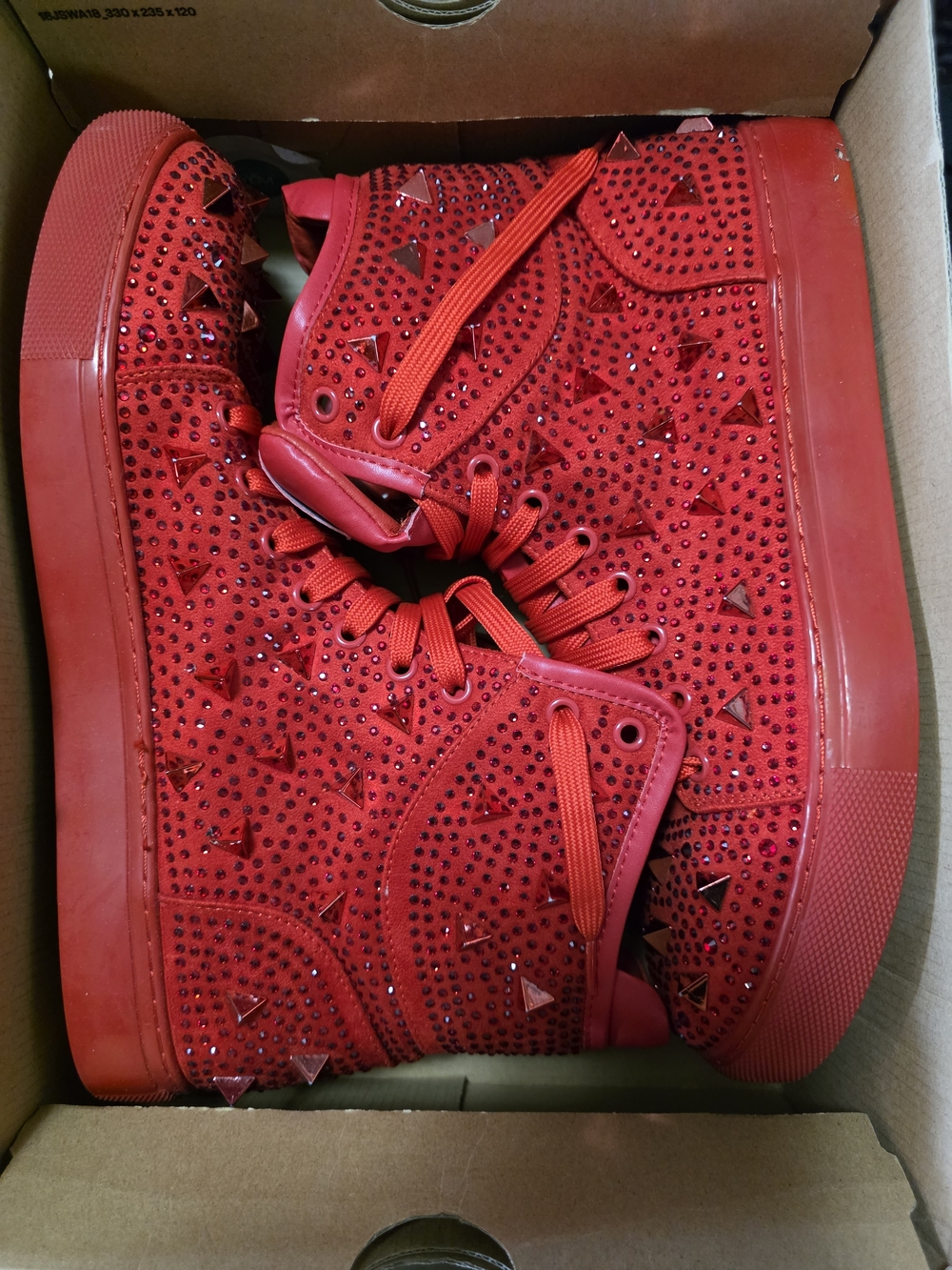 J75 by Jump Soros Red High-top Spiked Sneakers